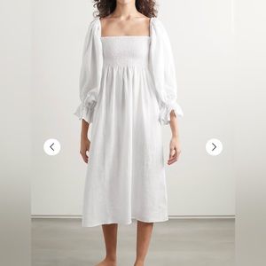 Sleeper white Atlanta off the shoulder linen midi dress size S